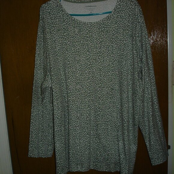 WOMENS CROFT&BARROW LONG SLEEVED TSHIRT GREEN/WHITE SIZE 3X - Picture 7 of 7